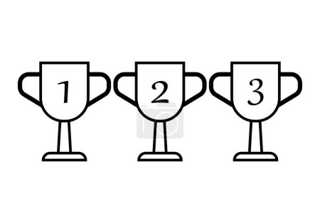 Black icon of three cups of first, second and third prize winners