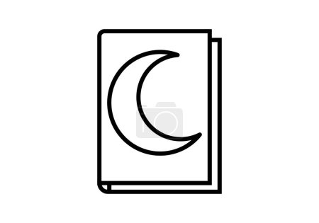 Black icon of a book with a moon on the cover.