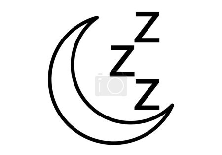 Black icon of a moon with a sleeping z.