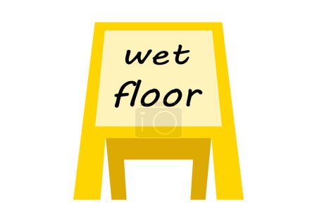 Yellow wet floor warning sign.