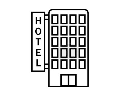 Schwarze Ikone eines Hotelgebäudes.