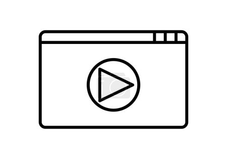 Black icon of browser window with video player.