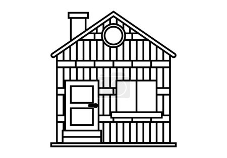 Wooden cabin black icon on white background.