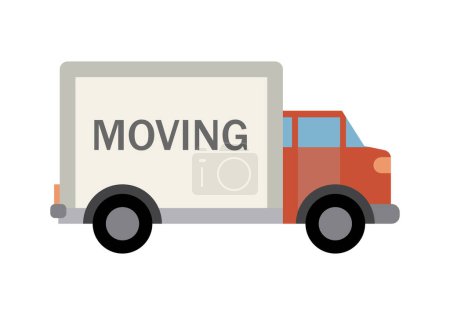 Moving truck on white background.