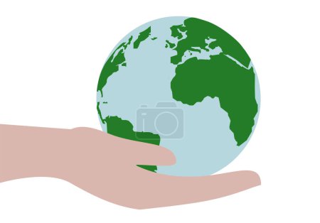 Hand giving and holding planet earth.