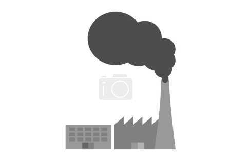 Fábrica gris que emite contaminación a través de la chimenea.