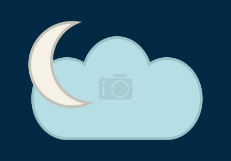 Moon and cloud on blue background