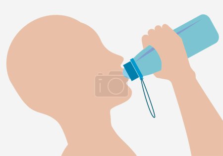 Person drinking water from a bottle.