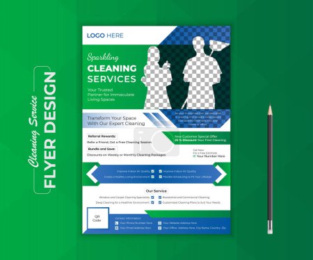 Modern and simple cleaning service flyer design template Layout, rack card vector design template. webinar design