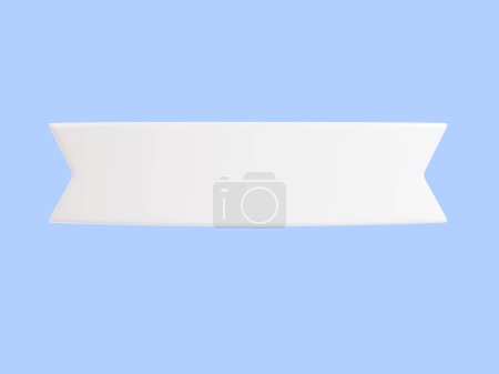 Ribbon text banner 3d render illustration - simple title frame in form of double white tape for sale or promotion message. Award or congratulation tag. Headline plastic badge or label.