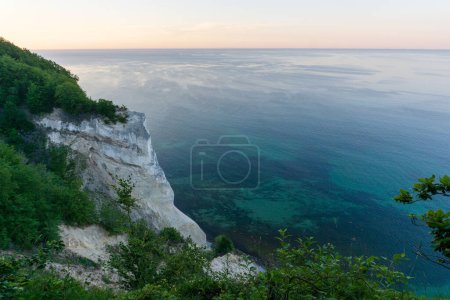 View from the white cliffs of Mons Klint at sunset in Denmark