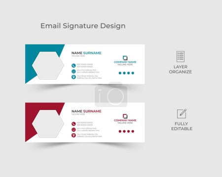 Ilustración de Diseño de firma de correo electrónico simple y limpio, diseño de pie de página de correo electrónico en blanco y negro, plantilla de portada de redes sociales personales con diseño moderno. - Imagen libre de derechos