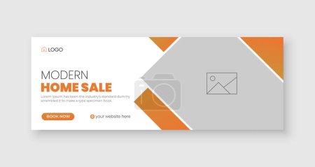 Immobilien facebook cover design, modern home sale social media cover template, web banner, discount house sale banner.