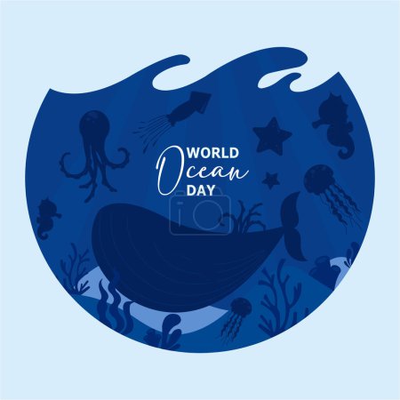 Silhouettenillustration zum Welttag der Ozeane