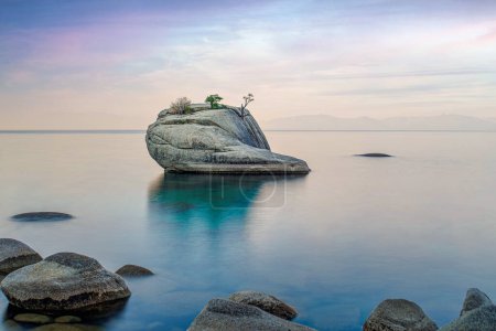 Photo for Bonsai Rock, a popular destination in Lake Tahoe on the Nevada side of the lake. - Royalty Free Image