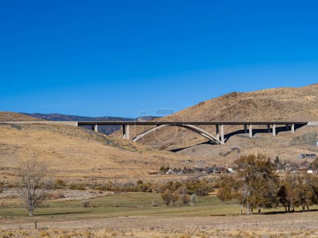 Photo for Interstate 580 Galena Arch bridge near Reno Nevada in late summer. - Royalty Free Image