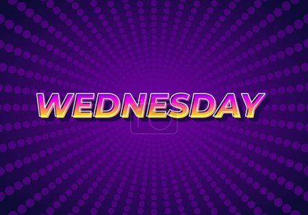 Illustration for Wednesday. Text effect design in 3D look with gradient purple yellow color - Royalty Free Image