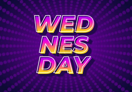 Illustration for Wednesday. Text effect design in 3D look with gradient purple yellow color - Royalty Free Image