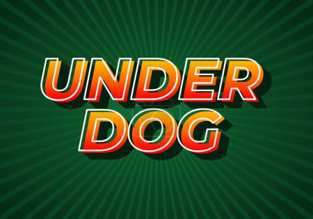 Illustration for Under dog. Text effect design in gradient yellow red color. 3D look. dark green background - Royalty Free Image