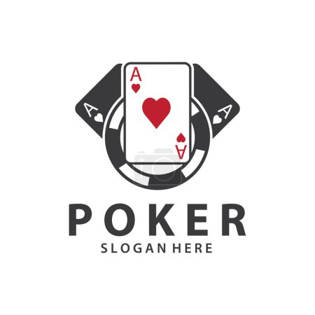 Illustration for Poker Card Logo Vector Gambling Game Design Simple Symbol Template Vector Design - Royalty Free Image