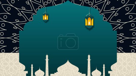 Golden arabesque arabis style islamic ornamental mandala pattern background with empty space. Paper style islamic background.