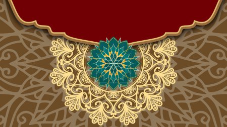 Estilo arabesco dorado estilo islámico mandala ornamental fondo con espacio vacío. Estilo de papel fondo islámico.