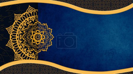 Golden arabesque arabis style islamic ornamental mandala pattern background with empty space. Paper style islamic background.