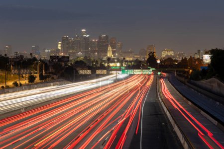 Photo for View of highway traffic leading into downtown Los Angeles - Royalty Free Image