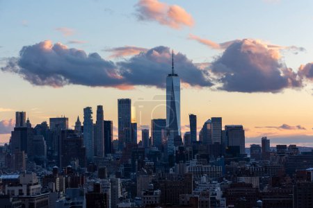 Photo for Lower Manhattan New York skyline at sunset - Royalty Free Image