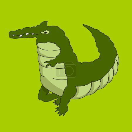 Illustration for Animated vector illustration of a walking crocodile with peace hands - Royalty Free Image