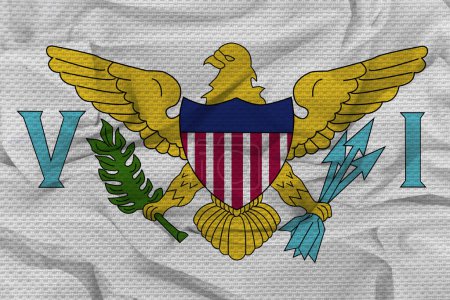 Photo for Flag of Virgin Islands US, Fabric flag of Virgin Islands US. Virgin Islands US National Flag, Fabric and Texture Flag Image of Virgin Islands US. - Royalty Free Image