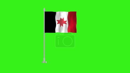 Photo for Pole Flag of Udmurtia, Flag of Udmurtia, Udmurtia Pole flag waving in the wind on Green Screen. Udmurtia Flag. - Royalty Free Image