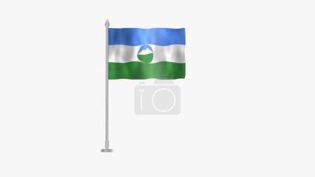 Photo for Pole Flag of Kabardino, Kabardino Pole flag waving in wind on White Background. Kabardino Flag, Flag of Kabardino. - Royalty Free Image