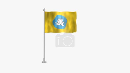 Photo for Pole Flag of Kalmykia, Kalmykia Pole flag waving in wind on White Background. Kalmykia Flag, Flag of Kalmykia. - Royalty Free Image