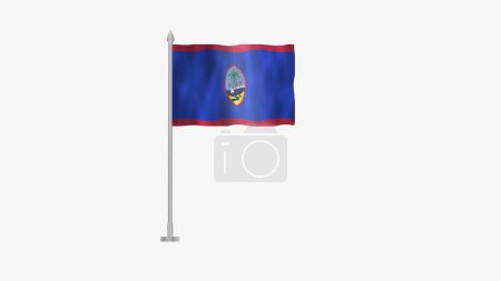 Téléchargez les photos : Drapeau de Guam, drapeau Polonais de Guam, drapeau Guam agitant dans le vent isolé sur fond blanc. Symbole national du pays Guam. - en image libre de droit