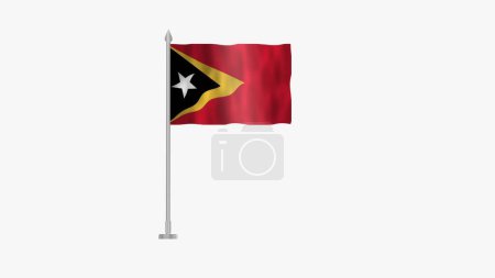 Foto de Bandera de Timor Oriental, bandera de Timor Oriental, bandera de Timor Oriental ondeando en el viento aislado sobre fondo blanco. Símbolo nacional del país de Timor Oriental. - Imagen libre de derechos