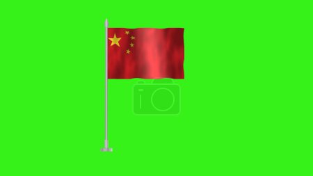 Téléchargez les photos : Drapeau Polonais de Chine, Chine Drapeau Polonais agitant dans le vent sur fond vert. Drapeau de Chine, Drapeau de Chine. - en image libre de droit