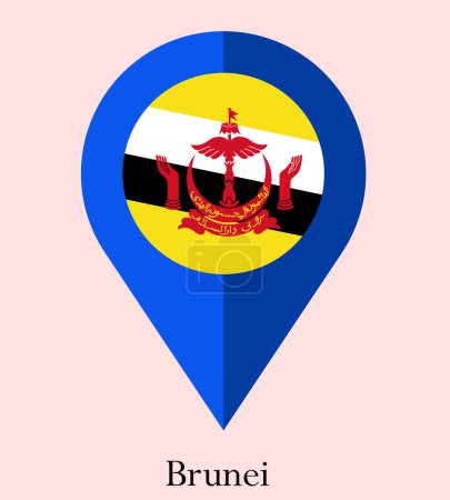 Flag Of Brunei, Brunei flag, National flag of Brunei. map pin flag of Brunei.