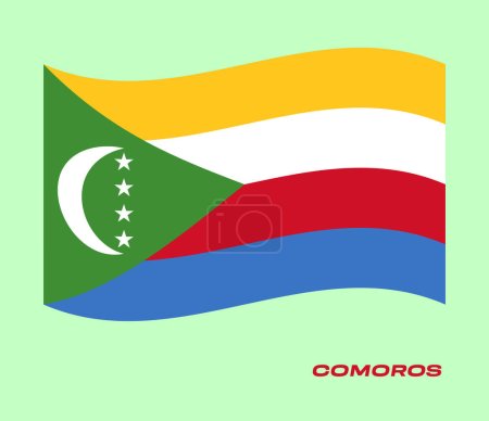 Photo for Flag Of Comoros, Comoros flag, National flag of Comoros. wavy flag of Comoros. - Royalty Free Image
