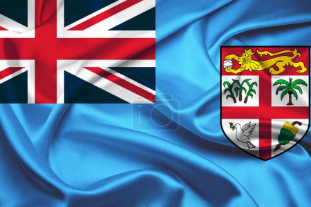Foto de Bandera de Fiyi, bandera de Fiyi, bandera nacional de Fiyi. bandera de tela de Fiji. - Imagen libre de derechos