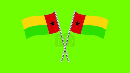 Flagge von Guinea-Bissau, Flagge von Guinea-Bissau, Nationalflagge von Guinea-Bissau. Gekreuzte Tischfahne von Guinea-Bissau.