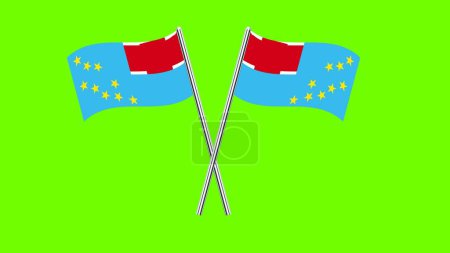 Flagge von Tuvalu, Tuvalu Flagge, Nationalflagge von Tuvalu. gekreuzte Tischfahne von Tuvalu.