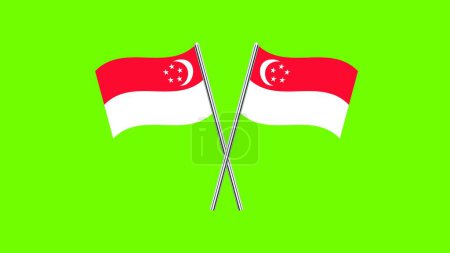 Foto de Bandera de Singapur, Bandera de Singapur, Bandera nacional de Singapur. bandera de mesa cruzada de Singapur. - Imagen libre de derechos