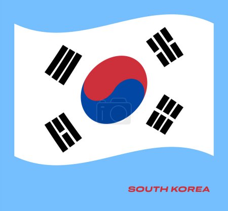 Foto de Bandera de Corea del Sur, Bandera de Corea del Sur, Bandera nacional de Corea del Sur. ondulada bandera de Corea del Sur. - Imagen libre de derechos