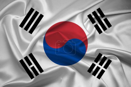 Foto de Bandera de Corea del Sur, Bandera de Corea del Sur, Bandera nacional de Corea del Sur. bandera de tela de Corea del Sur. - Imagen libre de derechos