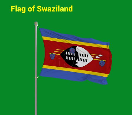 Flag Of Swaziland, Swaziland flag, National flag of Swaziland. Pole flag of Swaziland.