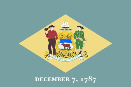 Téléchargez les photos : Drapeau du Delaware, Drapeau du Delaware, État des États-Unis Delaware Flag Illustration, États-Unis, - en image libre de droit