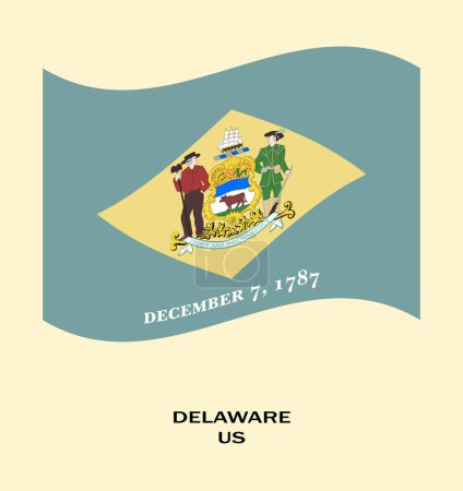 Téléchargez les photos : Drapeau du Delaware, Delaware Drapeau, État des États-Unis Delaware Illustration du drapeau, États-Unis, drapeau ondulé du Delaware. - en image libre de droit