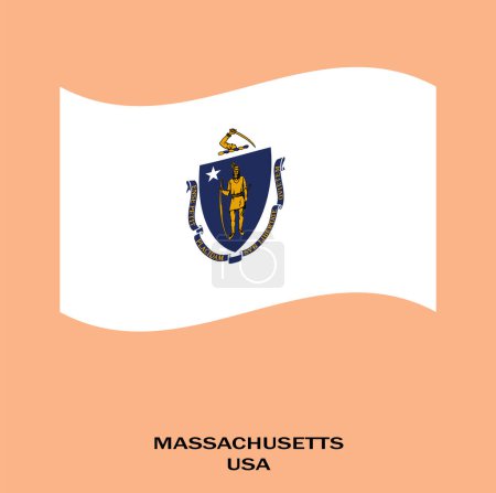 Téléchargez les photos : Drapeau du Massachusetts, Drapeau du Massachusetts, État des États-Unis Drapeau du Massachusetts Illustration, États-Unis, drapeau ondulé du Massachusetts. - en image libre de droit