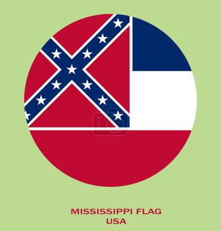 Téléchargez les photos : Drapeau du Mississippi, Mississippi Drapeau, État des États-Unis Mississippi Illustration du drapeau, États-Unis, drapeau circulaire du Mississippi. - en image libre de droit